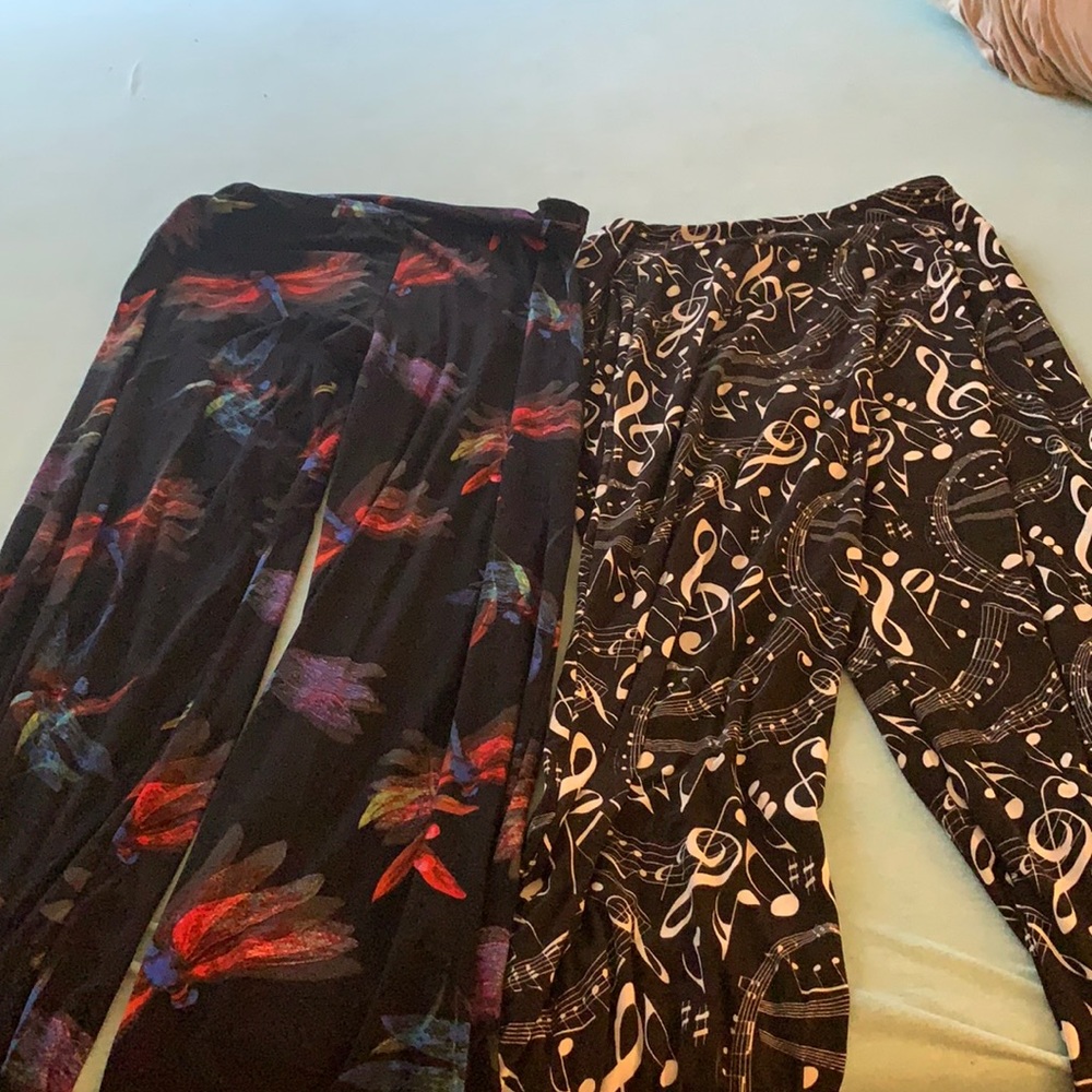 Pajama bottom bundle. Dragon fly and musical note designs.